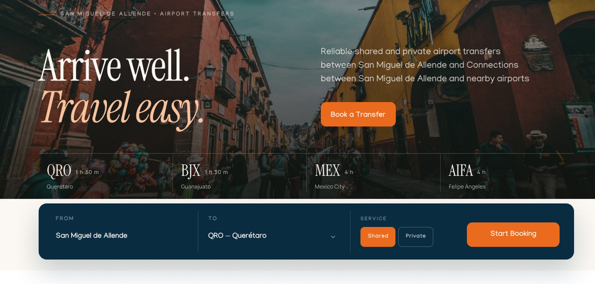 Airport transfers and booking search