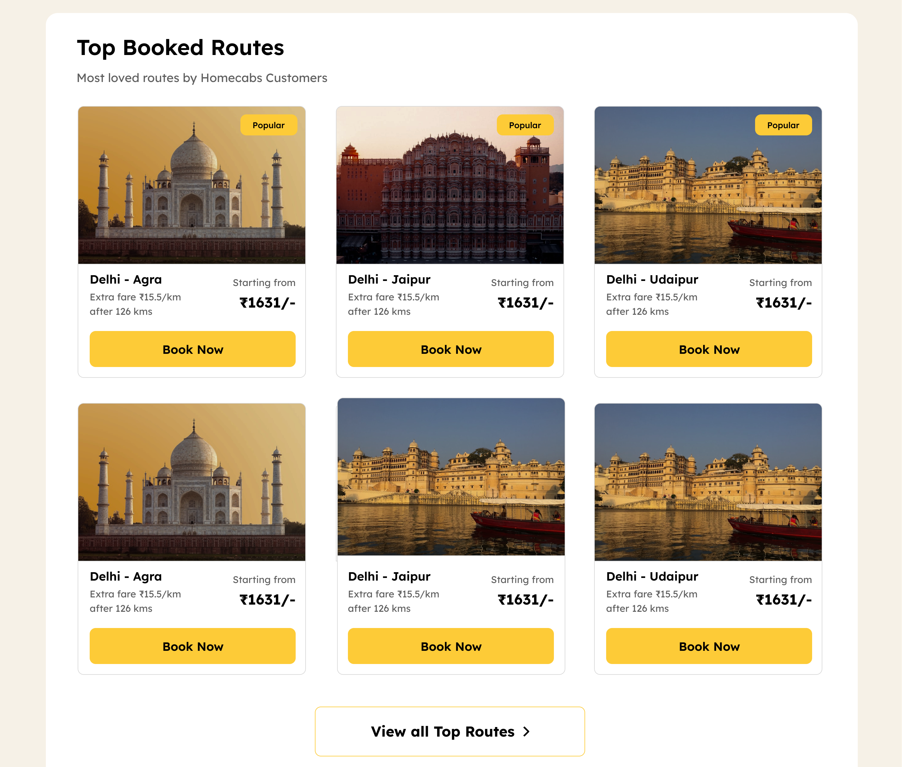 Route listings and fares