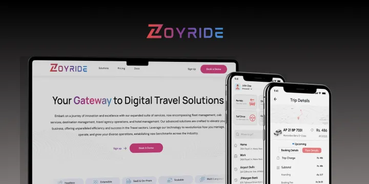 Zoyride platform dashboard showing fleet analytics and the corresponding mobile apps for drivers and passengers. Zoyride Revolutionising Travel and Fleet Management with Innovative Technology