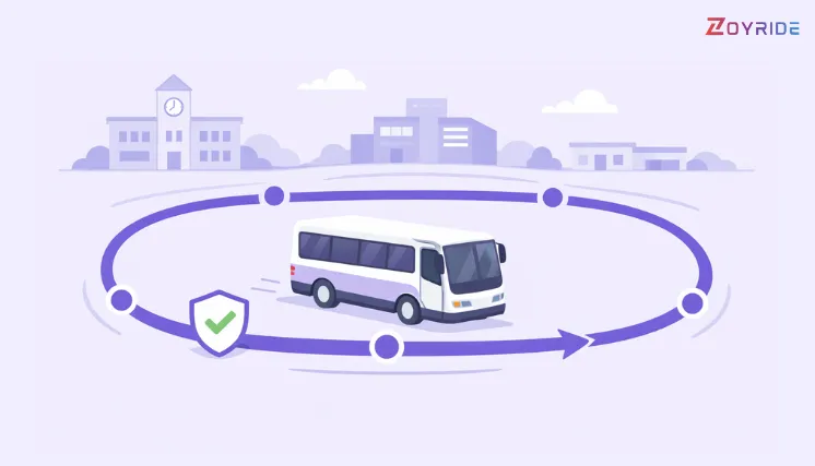 Panel de control del gestor de flota que muestra el seguimiento de shuttles de ruta fija, el progreso parada por parada y los datos de ocupación de pasajeros en tiempo real.
