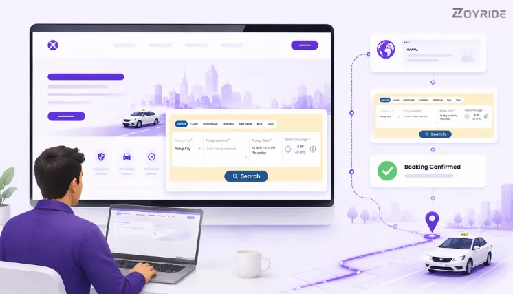 Taxi booking widget integrated into a transport business website for direct ride bookings