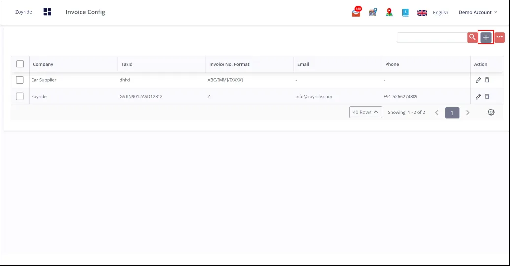 Invoice-config Add Invoice-config Add