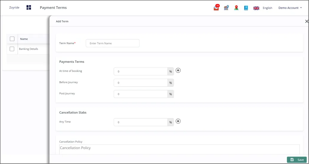 Payment Terms Edit Payment Terms Edit